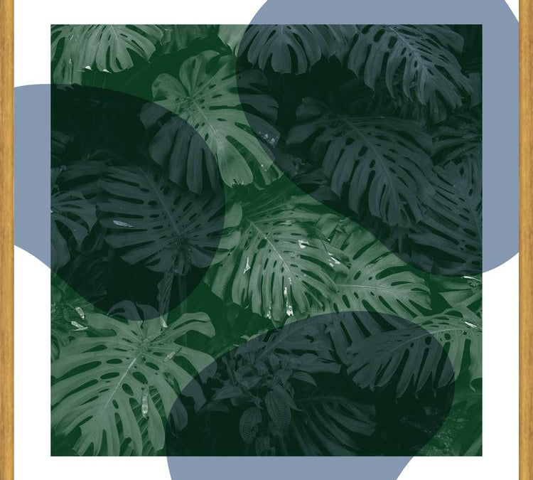 Cuadro Tropical Leaves Blue
