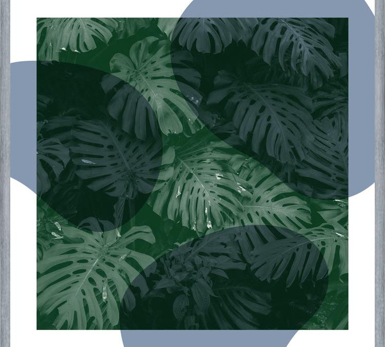 Cuadro Tropical Leaves Blue