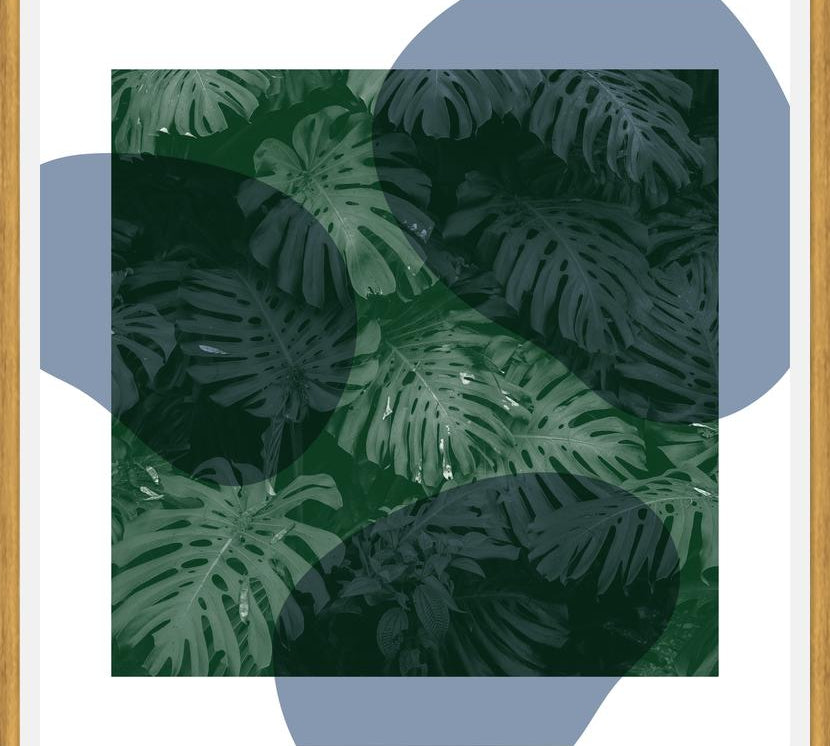 Cuadro Tropical Leaves Blue