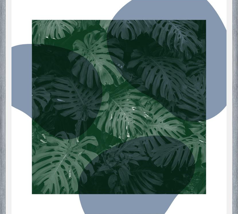 Cuadro Tropical Leaves Blue