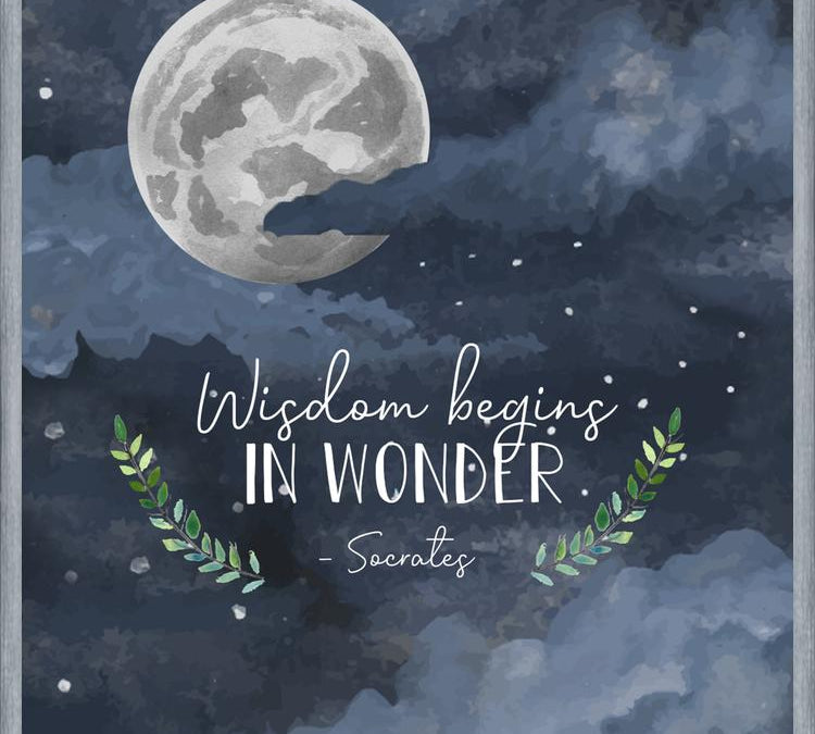 Cuadro Luna y nubes frase inspiracional