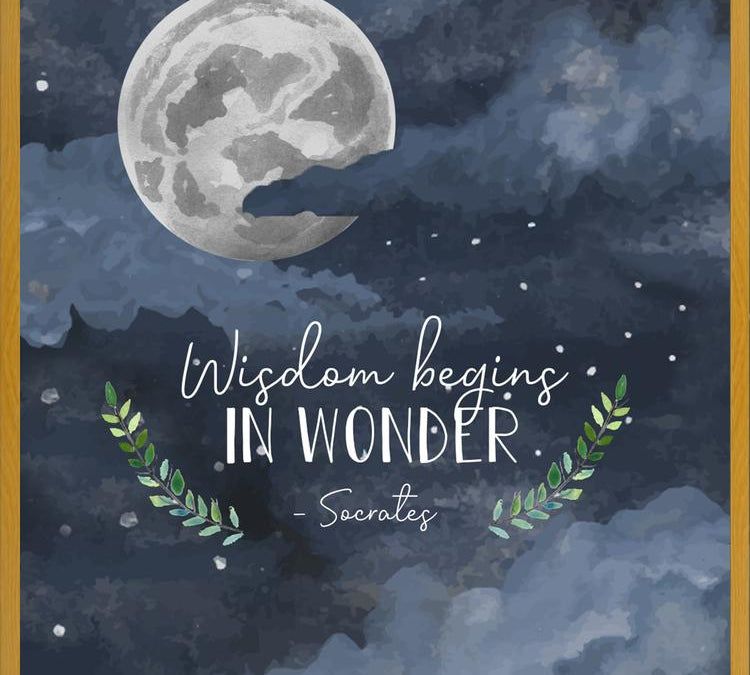 Cuadro Luna y nubes frase inspiracional