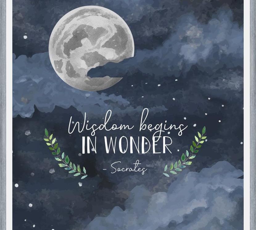Cuadro Luna y nubes frase inspiracional