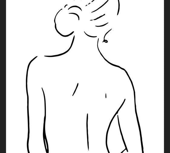 Cuadro Female body sketch 4 - Black and white