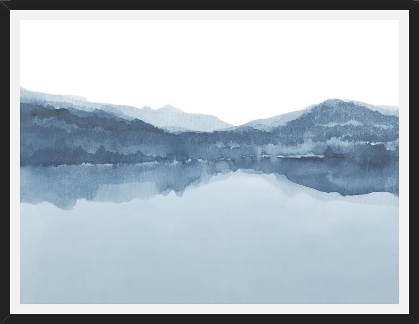 Cuadro Watercolor landscape in shades of blue