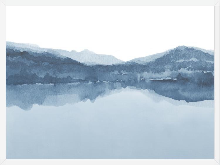 Cuadro Watercolor landscape in shades of blue