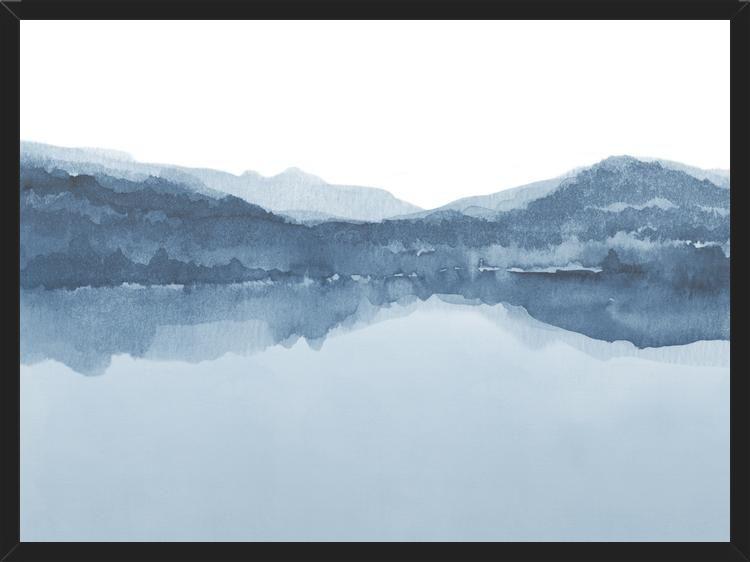 Cuadro Watercolor landscape in shades of blue