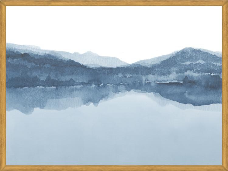 Cuadro Watercolor landscape in shades of blue