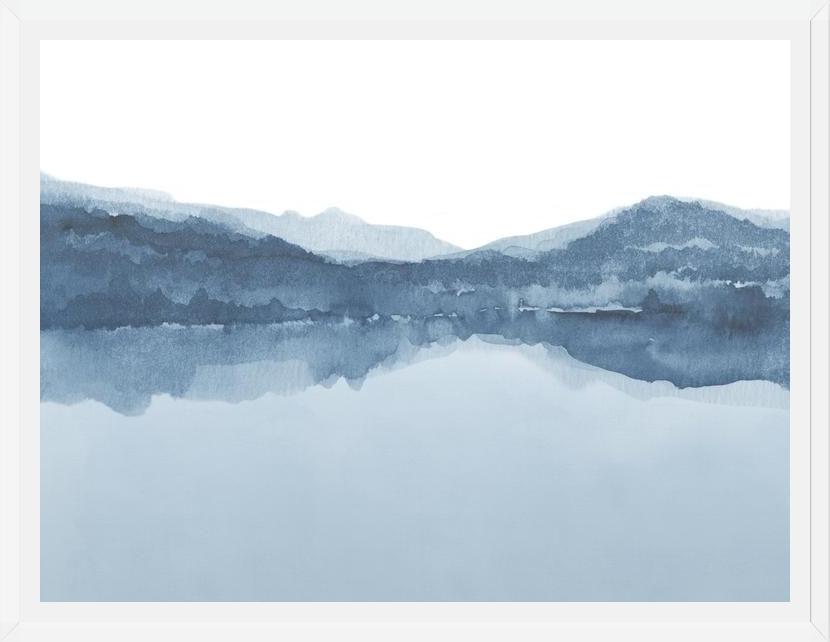 Cuadro Watercolor landscape in shades of blue