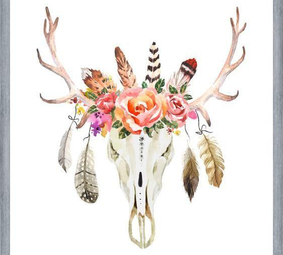 Cuadro Boho Floral Skull