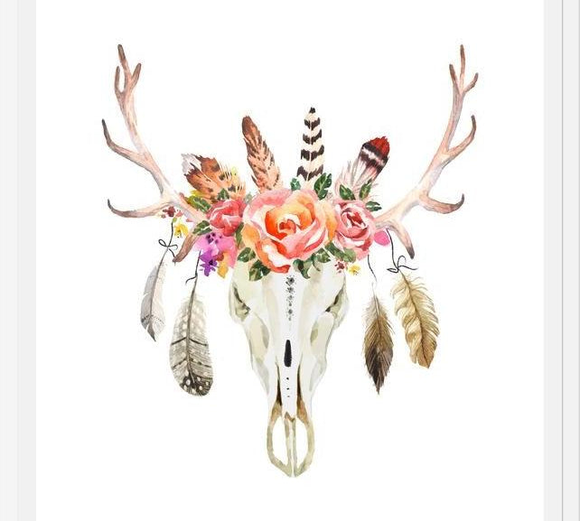 Cuadro Boho Floral Skull