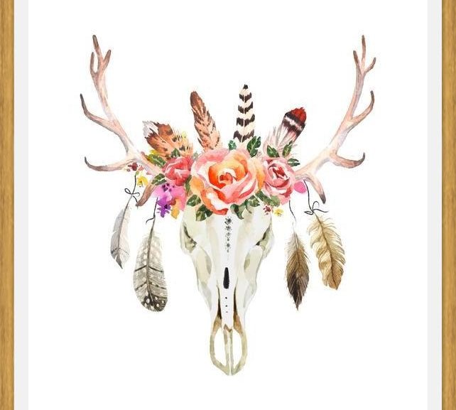 Cuadro Boho Floral Skull