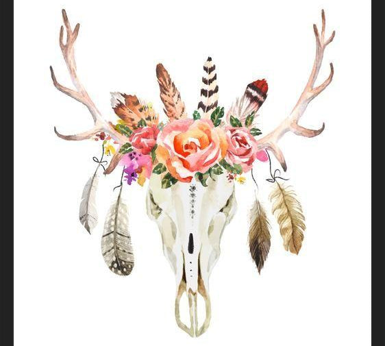 Cuadro Boho Floral Skull
