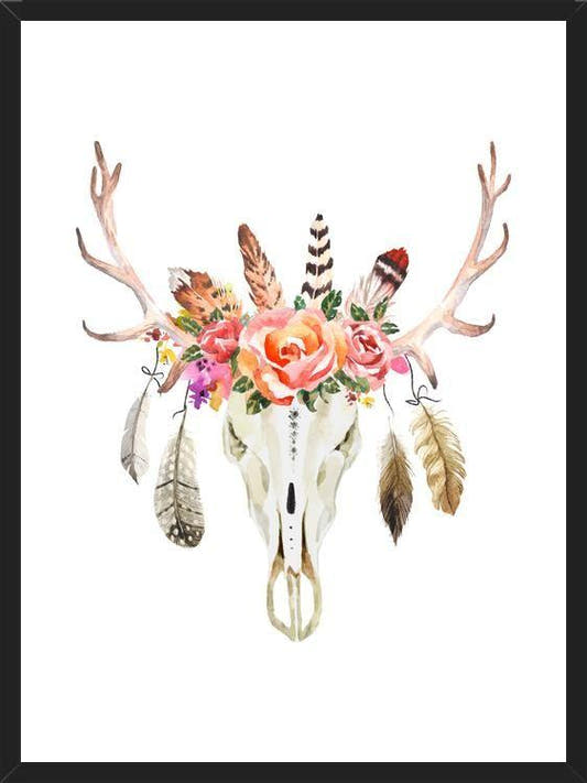 Cuadro Boho Floral Skull