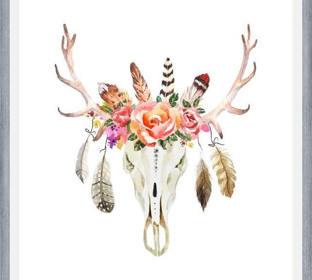 Cuadro Boho Floral Skull
