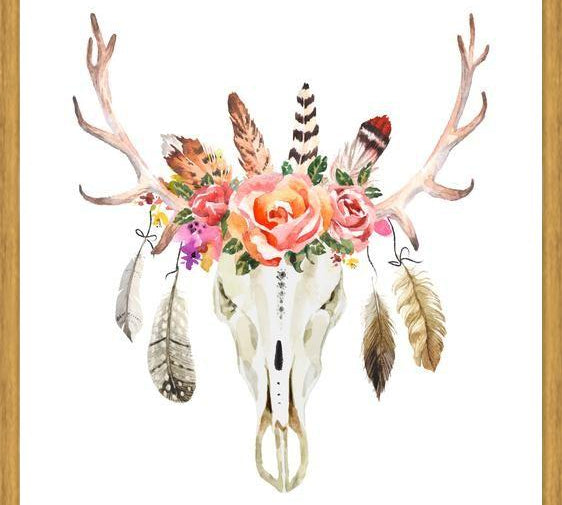 Cuadro Boho Floral Skull
