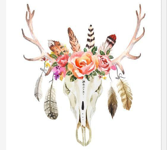Cuadro Boho Floral Skull