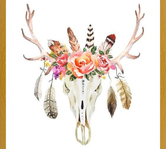 Cuadro Boho Floral Skull