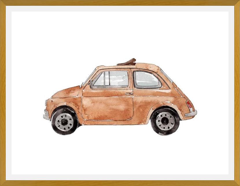 Cuadro Beige Vintage Car Fiat 500