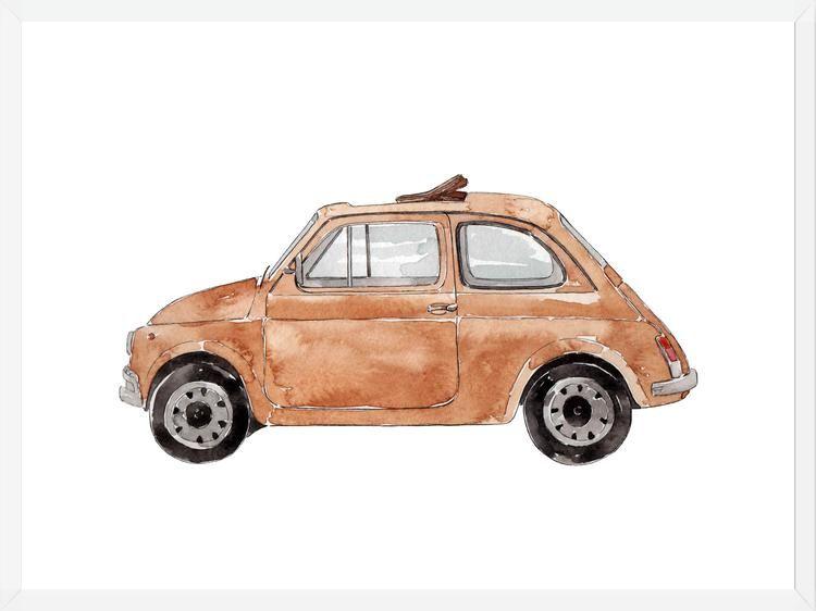 Cuadro Beige Vintage Car Fiat 500