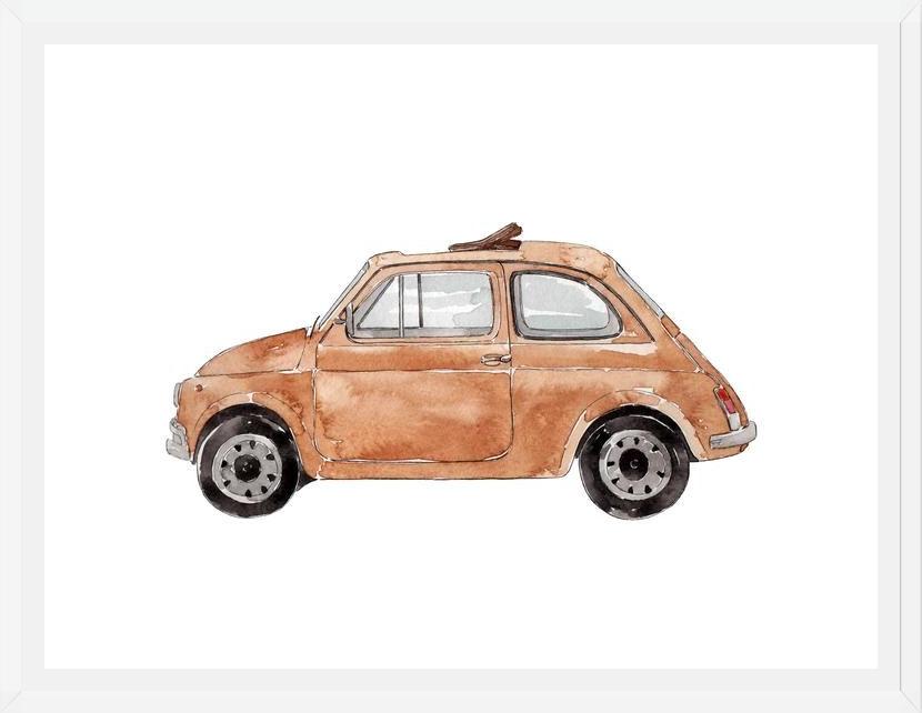 Cuadro Beige Vintage Car Fiat 500