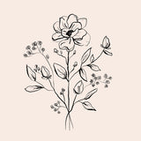 Canvas Floral Bouquet Drawing