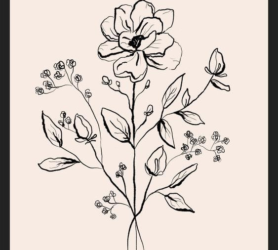 Cuadro Floral Bouquet Drawing