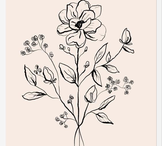 Cuadro Floral Bouquet Drawing