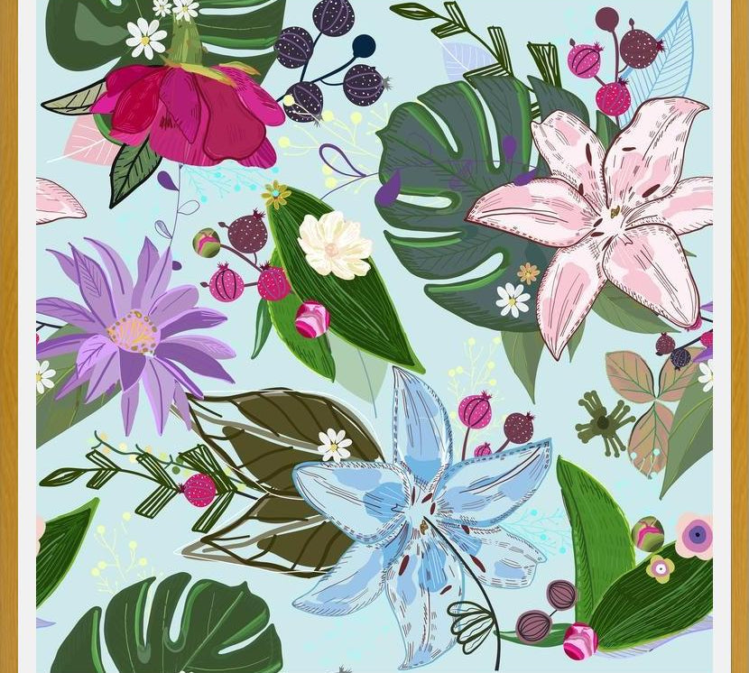 Cuadro Lily, Rose and Bud. Vibrant Pattern