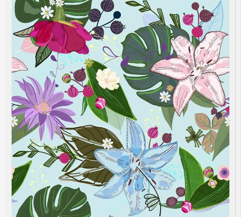 Cuadro Lily, Rose and Bud. Vibrant Pattern