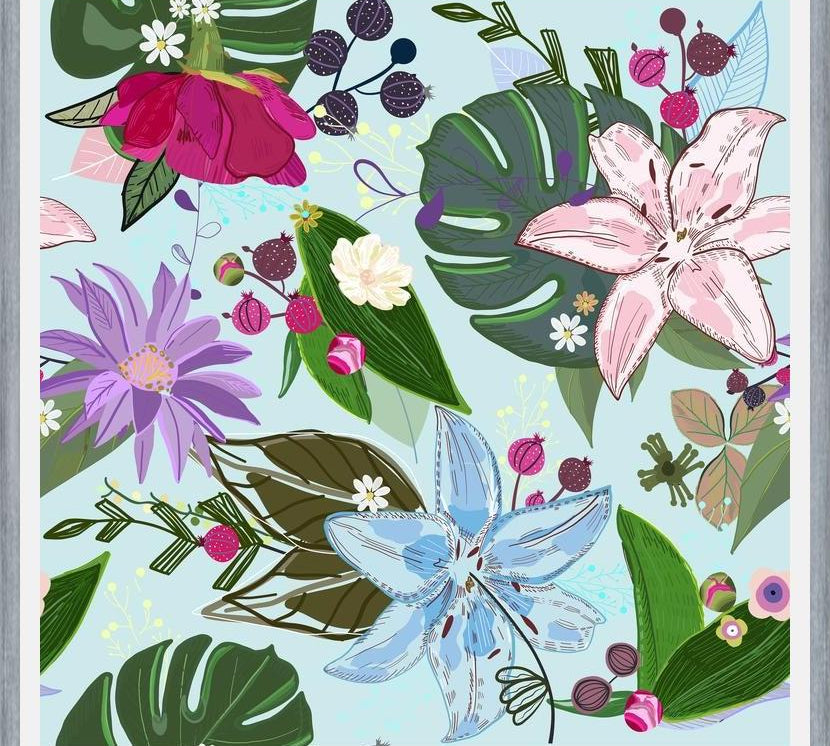 Cuadro Lily, Rose and Bud. Vibrant Pattern