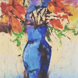 Canvas Blue Vase with Flowers