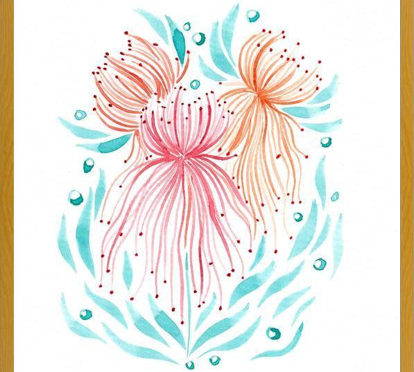 Cuadro Flores medusas