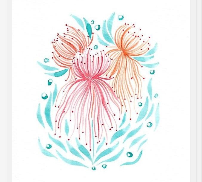 Cuadro Flores medusas