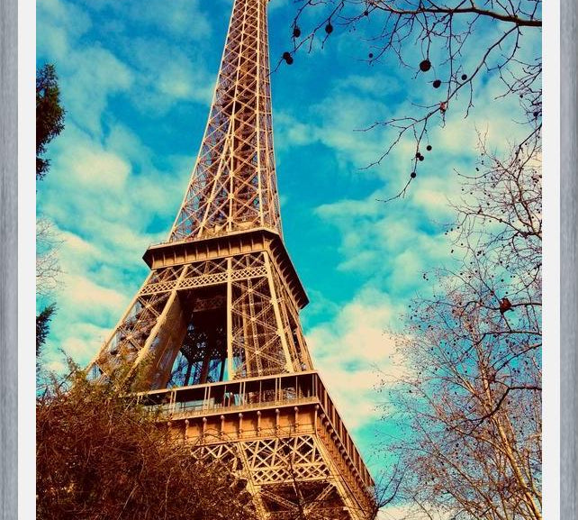 Cuadro Eiffel Paris azul
