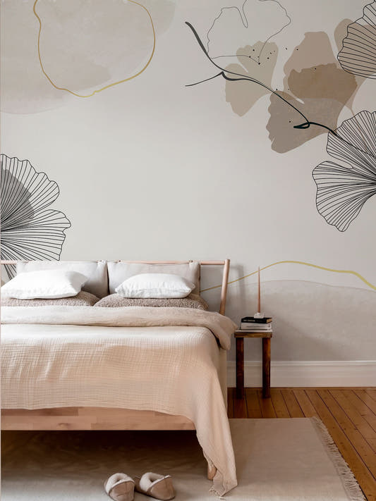 Papel Mural Watercolor Ginkgo Warm