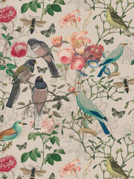 Mantel de hule Botanique beige, detalle del diseño