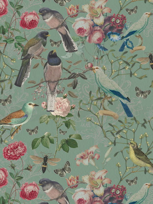 Mantel de hule Botanique Verde, detalle del diseño