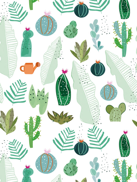 Mantel de hule Cactus and Flowers Tropical Pattern, detalle del diseño