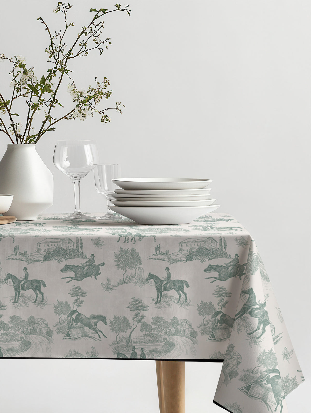 Mantel de hule Charles Green sobre una mesa