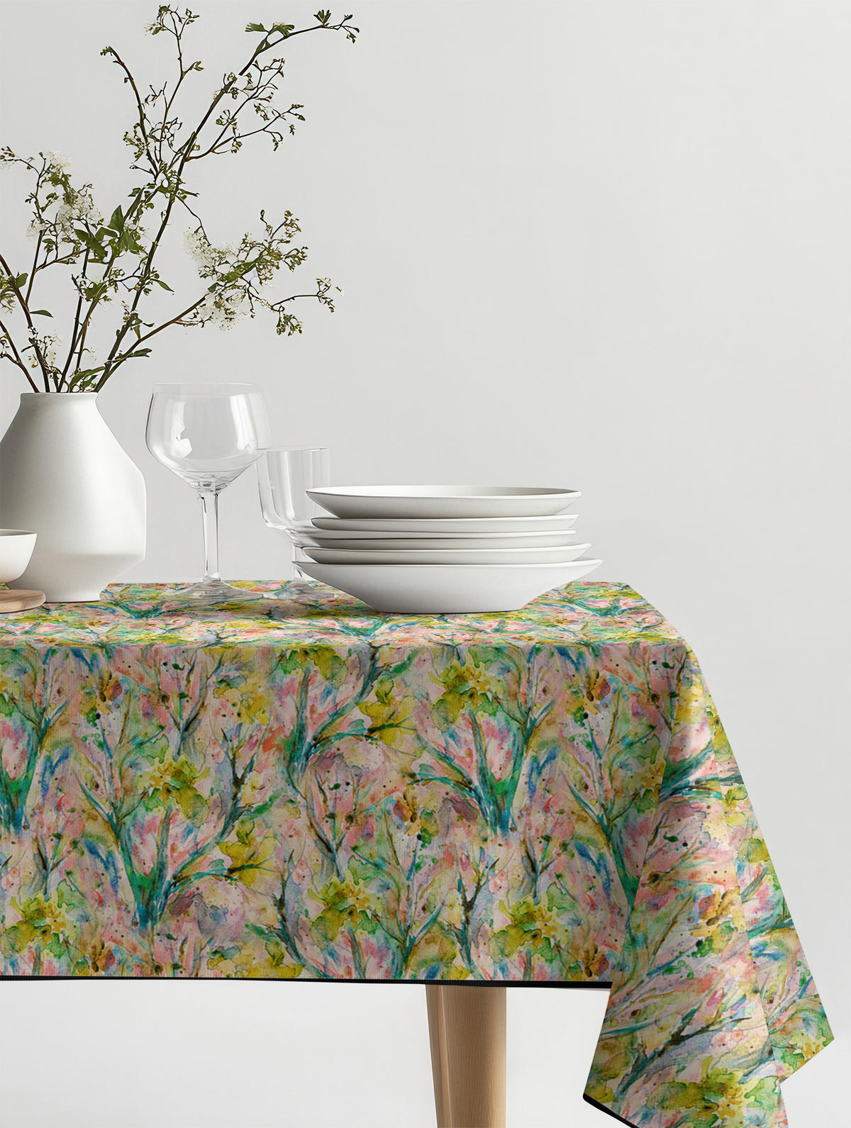 Mantel de hule Colorful sobre una mesa