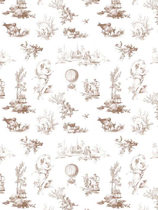 Mantel de hule French Farm Sepia, detalle del diseño