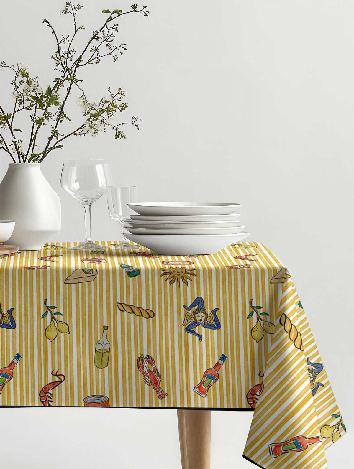 Mantel de hule Italia sobre una mesa