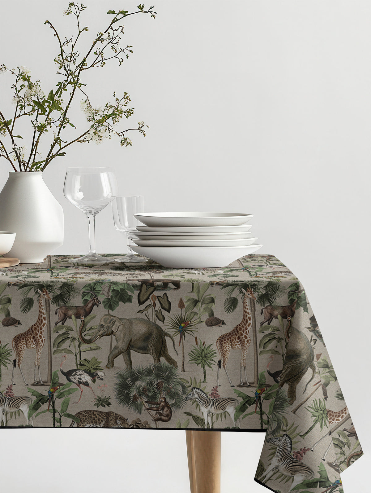 Mantel de hule Junta de Animales sobre una mesa