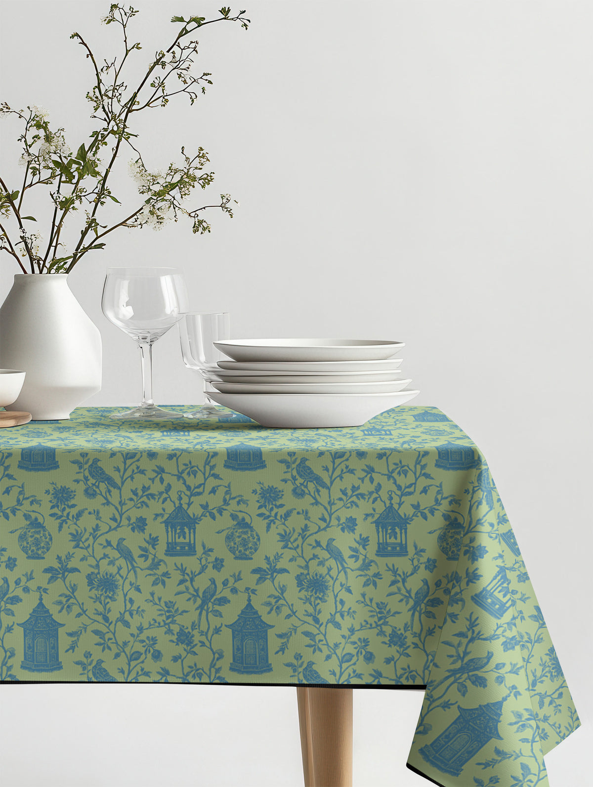 Mantel de hule Kioto sobre una mesa