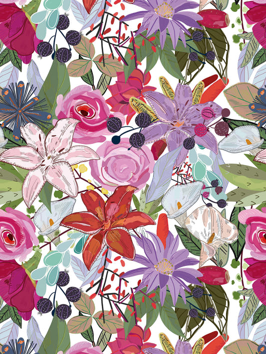 Mantel de hule Lily and Colorful Flowers Pattern, detalle del diseño