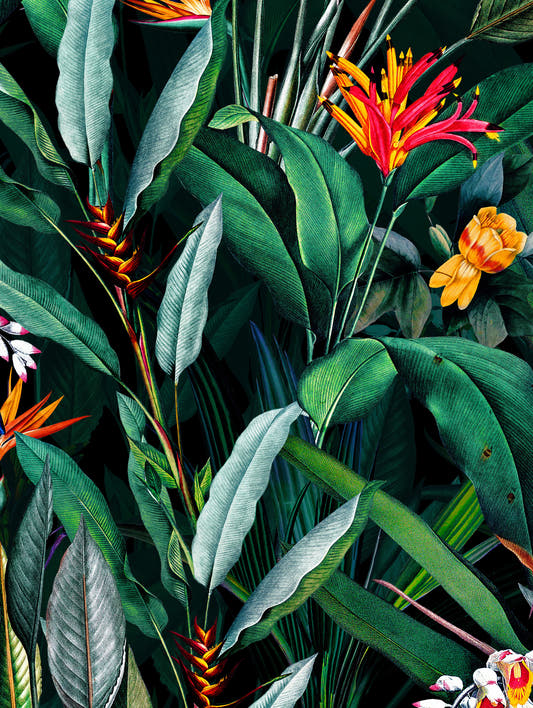 Mantel de hule Midnight Garden V 2, detalle del diseño