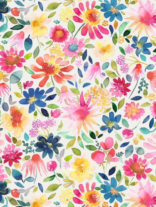 Mantel de hule Multicolor Flowers Zinnias Garden, detalle del diseño