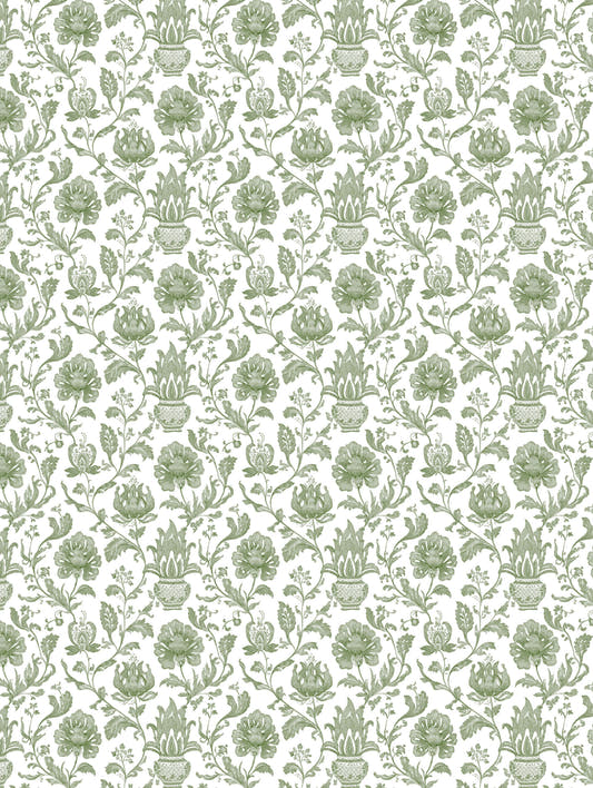 Mantel de hule Pottery Green, detalle del diseño