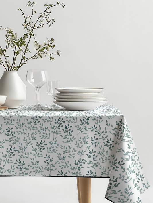 Mantel de hule Ramitas sobre una mesa